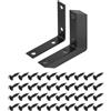 sourcing map Set di 10 staffe angolari a L, in metallo, staffe ad angolo retto con viti per mensole in legno, nero, 6 x 1,5 x 6 cm