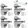 Serenelight 4 Pezzi Morsetto di Vetro, Clip di Supporto Vetro Regolabili,Staffe per Ripiani in Vetro, Reggimensola Regolabile, con Accessori, per Pannelli in Vetro e Legno con Spessore di 3-22 mm