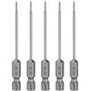 QUARKZMAN 5Pz T5 Punte Cacciaviti Torx 3 (75mm) L Set Precisione | Gambo Esagonale 1/4, Magnetiche, Senza Foro, Antimanomissione, a Stella a 6 Punte, in Acciaio S2, per Uso Industriale
