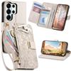 Fofvccv Custodia Portafoglio per Samsung Galaxy S26 Ultra HHY Bianco | Fiori Custodia a Libro Portafoglio Antiurto in Pelle PU Flip Case con Cinturino da Polso Supporto per Samsung S26 Ultra
