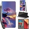 PHINIENLAND Cover per Xiaomi Redmi Note 13 Pro 4G custodia portafoglio Alberi | 3 scomparti carte, 1 tasca banconote, Chiusura magnetica, Supporto, Pelle PU flip cover per Xiaomi Poco M6 Pro
