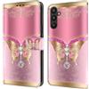 BLOTECH Glitter Cover per Samsung Galaxy A15 Custodia Flip Caso in PU Pelle Portafoglio Cover a Libro Magnetic Buckle 3D Brillantini Glitters PU Leather Protettiva,Butterfly with diamonds