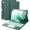 Harvopu Custodia per iPad Air 11 e Air 5a/4a generazione con tastiera | Multi-Touch Trackpad, 7 colori retroilluminato, copertura per tastiera Folio staccabile per Air 11 M4/M3/M2, Air 5/Air 4