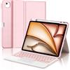 FOGARI Custodia con tastiera per iPad Air 13 2026 M4/2025 M3/2024 M2 e iPad Pro | Tastiera per iPad Air 13 pollici e iPad Pro 12,9 6/5/4/3. Gen (2018-2022) con touchpad e illuminazione a 7 colori, rosa