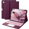 Harvopu Custodia per iPad Air 11 e Air 5a/4a generazione con tastiera | Multi-Touch Trackpad, 7 colori retroilluminato, copertura della tastiera staccabile Folio per Air 11 M4/M3/M2, Air 5/Air 4