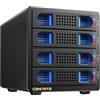 cenmate Alloggiamento Dischi Rigidi, Case 4 Bay Alluminio 10Gbps con Ventola per HDD/SSD SATA 2,5/3,5, Cavo USB A/C 3.2 con Sostituzione a Caldo, Alloggiamento HDD Senza Attrezzi, DAS (senza RAID/NAS)