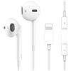 Kogwjte Cuffie intrauricolari per iPhone 14 Pro Max/13/12/Mini/SE/11/XS Max/X/XR/8 | Auricolari ad alta risoluzione con bassi extra, auricolari stereo HiFi-Audio con isolamento acustico con microfono e