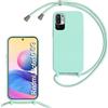 SLWYF Custodia per Xiaomi Redmi Note 10 5G/Poco M3 Pro 5G Cover con Cordino, Silicone Antiurto TPU Morbido Corda Collana Necklace Regolabile Stylish con Catena Ultra Sottile Cover Case, Menta verde