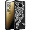 CUSTOMIZZA - Custodia cover nera morbida in tpu compatibile per Xiaomi Redmi Note 9S - Note 9 PRO serpente snake bianco a rilievo disegnato tattoo tatuaggio