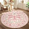 TUKDAK Tappeto Rotondo A Farfalle Per Soggiorno 120 cm, Rosa Lavabile, Stile Boho, Antiscivolo, Morbido A Pelo Basso. Ideale Per Camera Da Letto, Ufficio, Sala Da Pranzo, Cucina E Stanza Dei Bambini