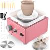 Cepolawa Tornio per Ceramica, Tornio per Argilla 2000 giri/min Velocità Regolabile con Piastre da 6,5/10 cm, Strumenti di Modellatura e Vasca Rimovibile, Tornio Ceramica per Bambini e Adulti, Rosa