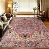 WUTONG Rosso Tappeto Orientale Vintage Medaglione 160x220 cm, Pelo Corto | Lavabile in Lavatrice e Antiscivolo, Ideale per Sala da Pranzo e Grandi Spazi, Boho