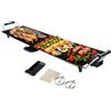 SOARS Piastra Elettrica 1800W, Barbecue Elettrico 5 Livelli di Temperatura, con Rivestimento Antiaderente, 6 Piccolo Supporto per Padella, per Cucinare, Grigliare (Piastra Liscia 90 X 23 CM)