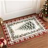 BEIMO Tappeto Natale 60x90cm ingresso interno Lavabile | Pelo Corto, Salotto, Corridoio, Camera, Cameretta, Albero di Natale Tartan
