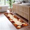 Generic Tappeto runner con zucche, autunnale, fiori rustici, foglie autunnali, arancione, antiscivolo, rettangolare, bordatura con bordi per cucina, ingresso, comodino, lavanderia, decorazione per lavanderia