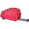 House Of Leather Borsone da viaggio con ruote, borsa da weekend, in pelle, di medie dimensioni, HOL214, Rosso, M