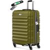 KESSER® Valigia da viaggio con guscio rigido con bilancia per valigie + etichetta per bagagli, trolley, trolley valigia con serratura a combinazione, 4 ruote, guscio rigido in ABS, manico telescopico