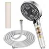 YEAUPE PRO Soffione Doccia con Tubo 1,6 m, con 6 Tipi di Getti, Ø 110 mm | Doccia con Filtro a 25 Fasi, Soffione Doccia Anticalcare Cromato con 1 Filtro di Ricambio, Cromato