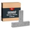HELPMATE Connettore piatto a T, 140 x 110 x 30 mm, zincato galvanizzato | 8 connettori in legno blu passivati, fori preforati e facile montaggio