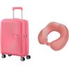 American tourister Soundbox valigia bagaglio a mano 55 cm rosa con cuscino da viaggio, pink/mauve