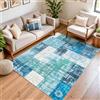 Tinyboy-hbq Tappeto Salotto 80x120 Blu Camera Ingresso Antiscivolo Lavabile | Intérieur & Extérieur | Compatible Chauffage Au Sol | Compatible Robot & Lavable | Patchwork Vintage Rug | Spessore 5mm Slim
