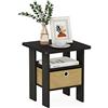 Furinno Andrey Tavolino da Comodino con cassettone della Spazzatura, Legno ingegnerizzato, Espresso Scuro/Marrone, 1-Pack with Bin