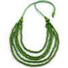 Avalaya Collana con perline in legno multifilo verde lime con cordoncino di cotone, lunghezza massima 90 cm, regolabile