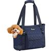 Pawaboo Borsa Trasportino per Cani Piccoli con Tasca, Fino a 11 Libbre | Borsa Trasportino Leggera e Portatile per Cani, Design con Lati Morbidi, Tasca Anteriore per Riporre, Blu Scuro