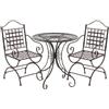 CLP Set da Giardino Viro con Tavolo Rotondo e 2 sedie in Ferro in Stile Art Nouveau nostalgico per Giardino, Balcone e terrazzo | Colore Bronzo