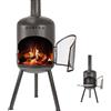 BonFeu BonBono Nero - Stufa da patio - Camino con protezione dalle scintille per serate rilassanti - Colonna fuoco da esterno - Camino da patio con griglia per barbecue - 45x45x165cm