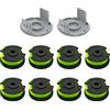 CDIYTOOL Ryobi RAC143 - Bobina per tosaerba 36 V, compatibile con RLT36B33 & RY36LT3A-0, con tappi RAC142, diametro 2 mm, lunghezza 6 m (8 bobine + 2 tappi)