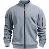 Generic Felpe da uomo UK Zip Up Manica Lunga Casual Pullover Felpa Senza Cappuccio Plus Size Tuta Top con Tasche Outwear Giacca Leggera Outdoor Cappotto Palestra Activewear Designer Lavoro Maglioni