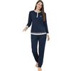 de fonseca Pigiama Donna Lungo Invernale 100% Cotone Interlock | Morbido e Avvolgente con Polsini ed Elastico in Vita| Taglie S-XL