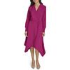 Calvin Klein Long Sleeve Belted Casual Collared Aline Dress Vestito Donna