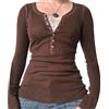 Dubute Donne Pizzo Patchwork Manica Lunga Tunica Top Fata Grunge Slim Fit Camicia Y2K Harajuku Camicetta E Ragazza Streetwear