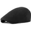 SAIIURV Berretto Piatto da Uomo Newsboy Berretto, Berretto Strillone, 55-59cm Regolabile Baschi Scozzesi Berretto, Newsboy Flat cap, Classica Cappello Coppola Casual, Primavera Autunno Inverno (Nero)
