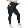 HIPOWER Leggings da donna a vita alta, taglie forti, opachi, neri, sportivi, lunghi, per la pancia, taglie forti, elasticizzati, da yoga, da corsa