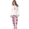 Karelpiù Pigiama Donna Invernale in Cotone Caldo Interlock 100% - Set da Notte Due Pezzi Aperto o Chiuso -