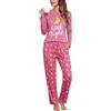 Aseniza Pigiama Donna Invernale Cotone Lungo Manica Lunga Pigiama da Donna con Tasca Due Pezzi Pigiami S-XXL