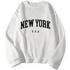 YOSUWOAI Felpa New York Uomo Donna Letter Graphic Print Manica Lunga Girocollo Top Teenager Manica Lunga Casual Maglione Camicia Versatile Unisex Estetica Leggera Felpa con Cappuccio