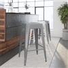 DEGHI Sgabello impilabile stile industrial in metallo grigio - Farley