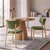 DEGHI Set 2 sedie in tessuto verde scuro con gambe in metallo effetto rovere - Bajai