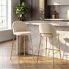 DEGHI Set 2 sgabelli in velluto beige con gambe e poggiapiedi in metallo oro - Zilla