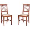 Liberoshopping Sedie cucina in legno faggio massello stile classico 43x42xH93 cm TRECCIA set da 2 pezzi (Ciliegio seduta imbottita)