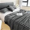 Chickwin Coperta di Flanella Peluche, Striscia Coperta in Pile per Divano Coperte Calda Morbida Confortevole Coperta Letto Singolo Matrimoniale Una Piazza e Mezza (150x200cm,Grigio Scuro)