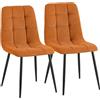 CLP Sedie da pranzo set da 2 Antibes imbottite, sedie cucina con schienale e rivestimento in velluto a coste, struttura in metallo fino a 150 kg | Colore arancione