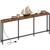 CHOEZON Tavolo Consolle, Consolle Ingresso da 180 cm con 2 Prese e 2 Porte USB, Tavolo da Divano Stretto, Stile Industriale, per Ingresso, Soggiorno, in Marrone Vintage e Nero DTXG18CBF