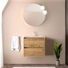 Inbagno Mobile bagno sospeso 70 cm rovere africa con lavabo in ceramica ad incasso, 2 cassetti con chiusura soft-close, Linea GAYA