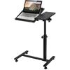 LANTUS Tavolino per Computer a Forma di C, scrivania regolabile in altezza, scrivania mobile per computer con 4 ruote, per casa, ufficio, per Camera da Letto e Salotto,61 * 44 * 65/95 cm - Nero