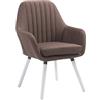 CLP Sedia Pranzo Rétro Florian Con Braccioli I Poltrona Deco Soggiorno Imbottita In Tessuto E Legno I Portata Max 160 KG Alt Seduta 49 CM | Colore marrone Colore del telaio bianco